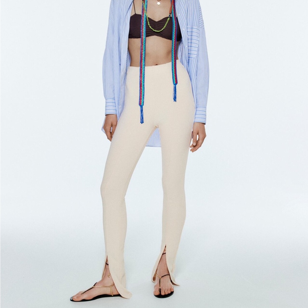Zara Slit Ribbed Legging Pants XS